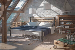 Ліжко Нарцис Tenero на дерев'яних ніжках 1600х1900 Чорно-білий (100000218)