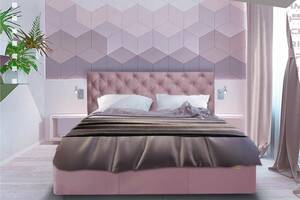 Кровать Richman Ковентри VIP 140 х 190 см Missoni 021 С дополнительной металлической цельносварной рамой Темно-розовая