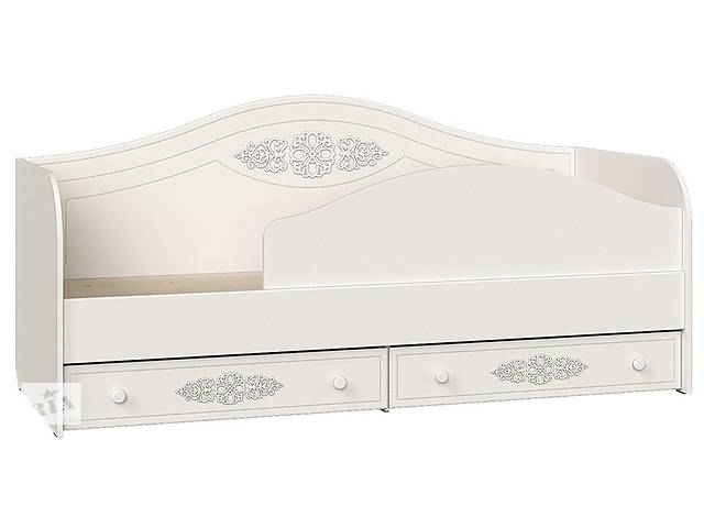 Ліжко з шухлядами та бортиком Мебель UA™ Ассоль™ прованс Білий/Белль Білий Дуб (35771)