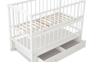 Кроватка детская с откидной боковиной+ящик Наталка Ангелина 120 х 60 см White (124729)
