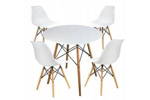 Круглий стіл JUMI Scandinavian Design white 80см. + 4 сучасні скандинавські стільці