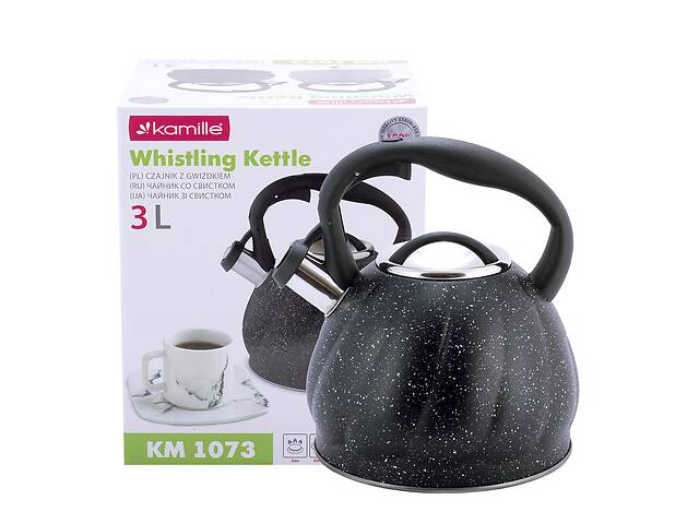 Кухонный чайник со свистком из нержавеющей стали и нейлоновой ручкой 3л KL225651 Kamille