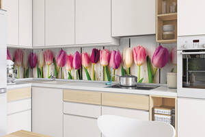 Кухонный фартук Zatarga Тюльпаны 650х2500 мм Розовый (Z180101/1)