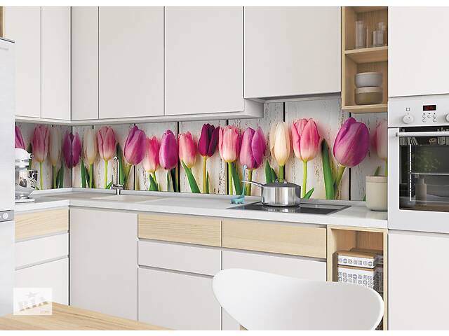 Кухонный фартук Zatarga Тюльпаны 650х2500 мм Розовый (Z180101/1)