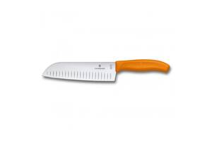 Кухонный нож Victorinox SwissClassic Santoku с воздушными карманами 170 мм в блистере Оранжевый (6.8526.17L9B)