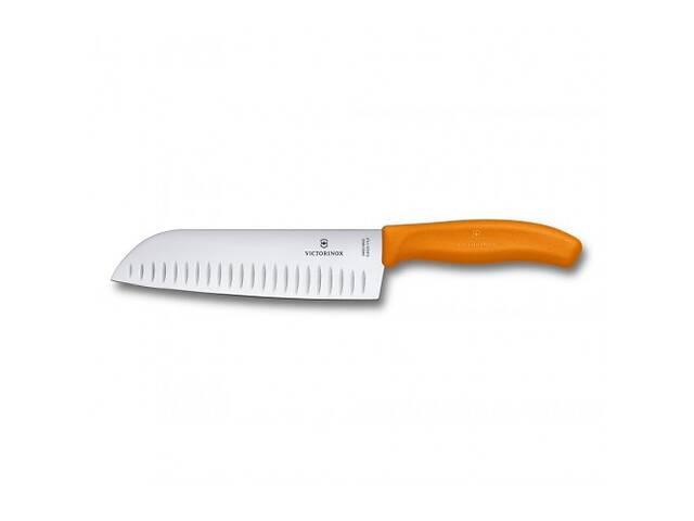 Кухонный нож Victorinox SwissClassic Santoku с воздушными карманами 170 мм в блистере Оранжевый (6.8526.17L9B)