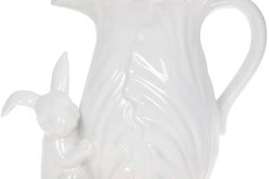 Кувшин керамический 'Умный Кролик' 1450мл с фигуркой кролика, керамика, белый