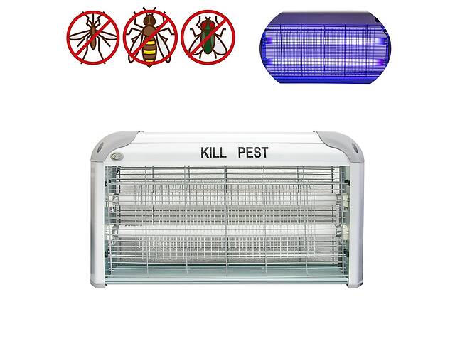 Лампа уничтожитель насекомых 'Kill Pest IK-204 2х15W' Бело-серая, УФ-ловушка для комаров инсектицидная (ST)