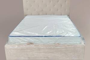 Ліжко двоспальне BNB Leandra Premium 140 х 190 см Simple З додатковою металевою цільнозварною рамою Айворі