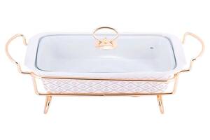 Мармит Kamille Food Warmer 'In Gold' керамическая форма 1.3л, 30.5см с подогревом