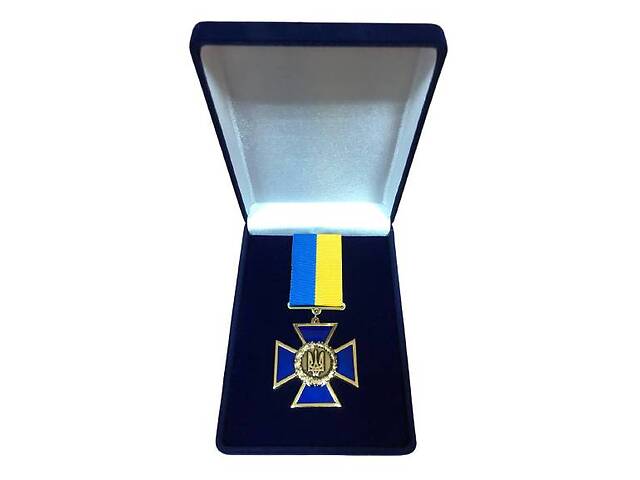 Медаль с документом Collection Крест патриота Украины в футляре 45 мм Разноцветный (hub_7pkfmu)
