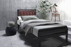 Металлическая кровать Герань мини Tenero черный бархат/коричневый 800х2000