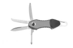Многофункциональный складной нож-брелок Stinger с фонариком 65 мм Серый (HCY-6158Х)