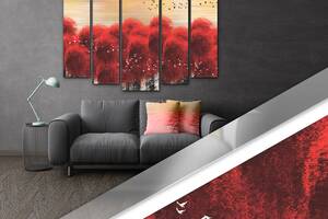 Модульна картина Poster-land у вітальню / спальню Абстракція Дерева червоні Art-445_5 ( 80х118см ) Poster-land