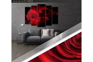 Модульная картина Poster-land в гостиную/спальню Дымная красная роза Art-346_5 (80х118см) Poster-land
