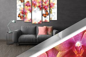 Модульная картина Poster-land в гостиную/спальню Цветы Орхидея Бабочки Art-372_5 (80х118см) Poster-land