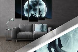 Модульна картина Poster-land у вітальню / спальню Закохана Пара під Місяцем Art-479_5 ( 80х118см ) Poster-land