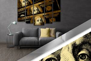Модульная картина Poster-land в гостиную/спальню Золотые доллары Art-274_5 (80х118см) Poster-land