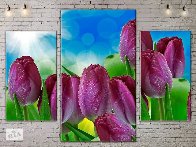 Модульная картина ArtStar цветы Тюльпаны ADFL0089 размер 70 х 105 см