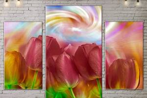 Модульная картина ArtStar цветы Тюльпаны ADFL0123 размер 120 х 180 см