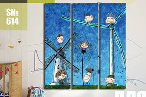 Модульная картина Декор Карпаты для мальчиков: мельницы 99х90см (s614)