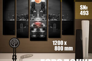 Модульная картина Декор Карпаты городские пейзажи: луна над городом 120х80см (s493)