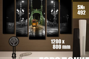 Модульная картина Декор Карпаты городские пейзажи: троллейбус на мосте 120х80см (s492)