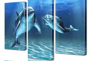 Модульная картина Дельфины ADJ0080 размер 95 х 120 см