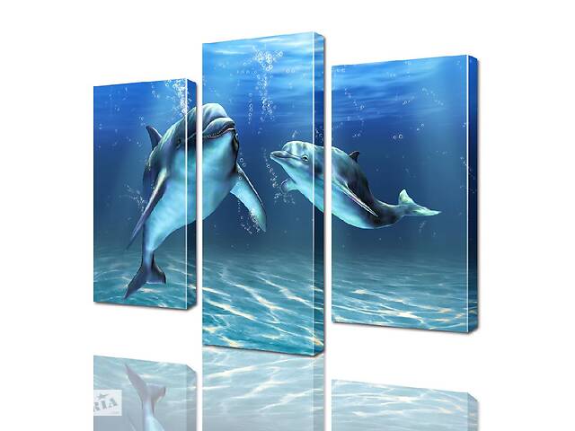 Модульная картина Дельфины ADJ0080 размер 95 х 120 см