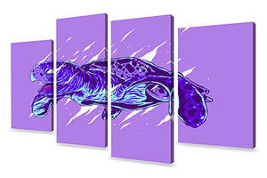 Модульная картина Фиолетовая черепаха KIL Art 129x90 см (M4_L_574)