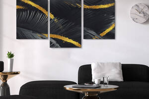 Модульная картина Malevich Store из трех частей Black Leaf 141x90 см (MK322016)