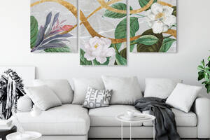 Модульна картина Malevich Store із трьох частин Букет квітів 141x90 см (MK322028)