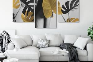 Модульная картина Malevich Store из трех частей Девушка с листьями 141x90 см (MK322013)