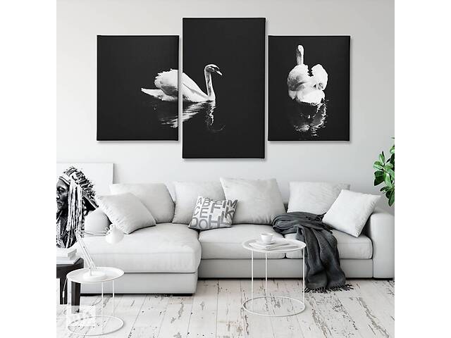 Модульная картина Malevich Store из трех частей Лебеди 141x90 см (MK322000)