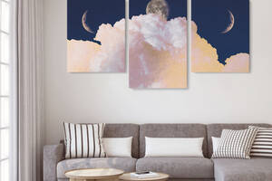 Модульная картина Malevich Store из трех частей Розовые облака 141x90 см (MK322014)