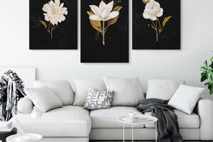 Модульная картина Malevich Store из трех частей White Flowers 141x90 см (MK322021)