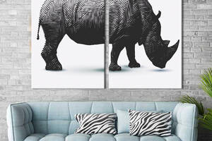 Модульная картина на холсте KIL Art Абстракция носорог 111x81 см (165-2)