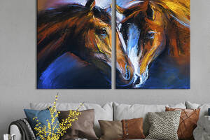 Модульная картина на холсте KIL Art Акварельные лошади 165x122 см (164-2)