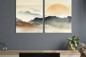 Модульная картина на холсте KIL Art Азиатская абстракция - закат 111x81 см (640-2)