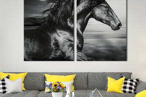 Модульная картина на холсте KIL Art Чёрный конь 165x122 см (175-2)