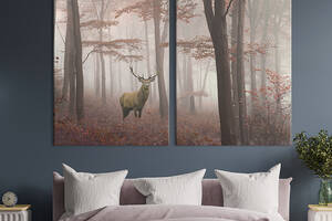 Модульная картина на холсте KIL Art Дикий олень в лесу 111x81 см (167-2)
