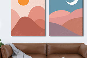 Модульная картина на холсте KIL Art диптих Пейзаж День и ночь пустыни 79x50 см (MK21246)