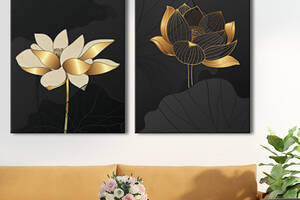 Модульная картина на холсте KIL Art диптих Цветы Золотые лилии 123x80 см (MK21266)