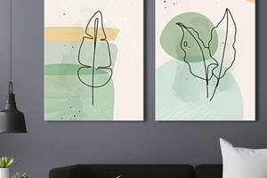 Модульная картина на холсте KIL Art диптих Зеленые листья 79x50 см (MK21272)