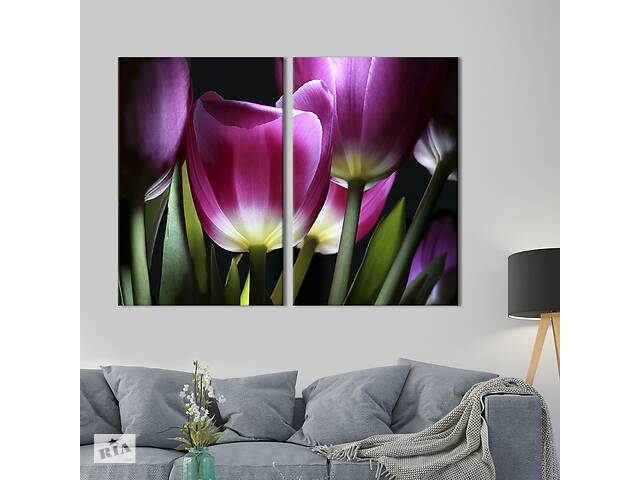 Модульная картина на холсте KIL Art Фиолетовые тюльпаны 165x122 см (221-2)