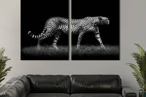 Модульная картина на холсте KIL Art Леопард в ночной саванне 111x81 см (147-2)