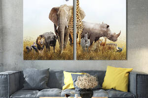 Модульная картина на холсте KIL Art Многообразие животных Африки 71x51 см (174-2)