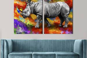 Модульная картина на холсте KIL Art Огромный серый носорог 71x51 см (200-2)
