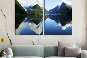 Модульная картина на холсте KIL Art Озеро у подножья гор Новой Зеландии 165x122 см (581-2)