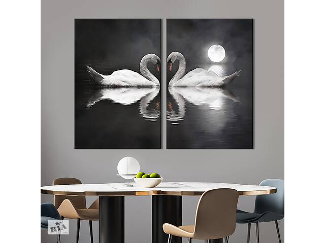 Модульная картина на холсте KIL Art Пара белых лебедей 71x51 см (143-2)